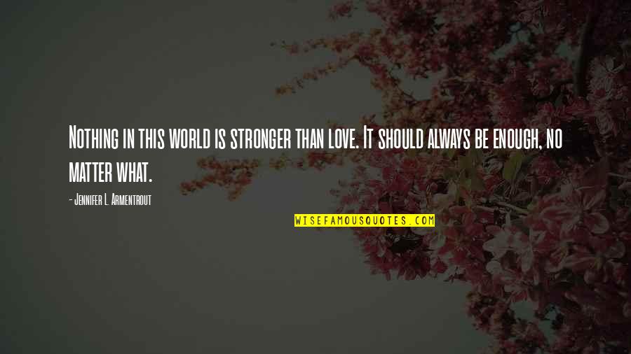 Nobody's Watching Quotes By Jennifer L. Armentrout: Nothing in this world is stronger than love.
