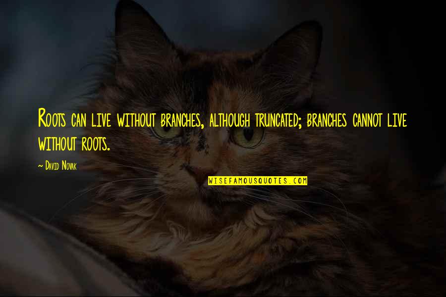 Nobushi Art Quotes By David Novak: Roots can live without branches, although truncated; branches Nobushi Art Quotes By David Novak: Roots can live without branches, although truncated; branches