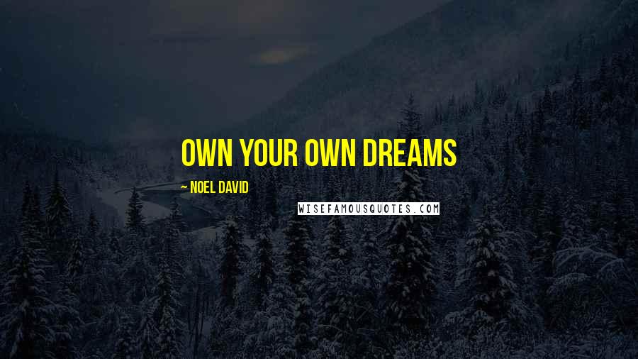 Noel David quotes: Own your own dreams