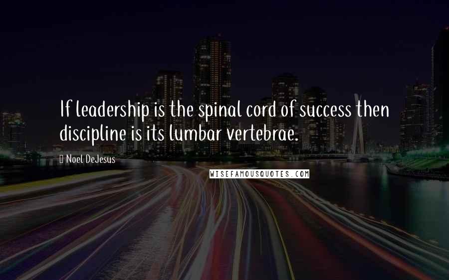 Noel DeJesus quotes: If leadership is the spinal cord of success then discipline is its lumbar vertebrae.