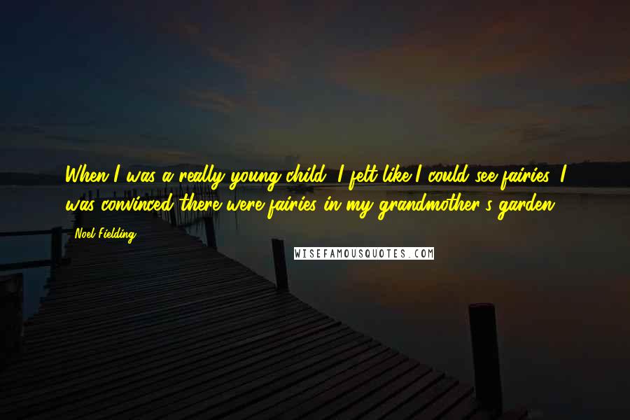 Noel Fielding quotes: When I was a really young child, I felt like I could see fairies. I was convinced there were fairies in my grandmother's garden.