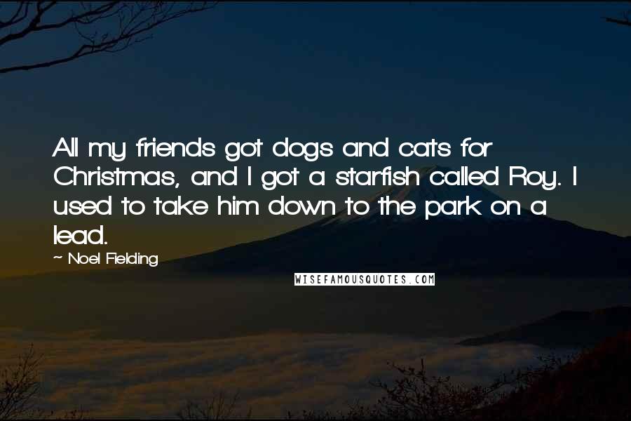 Noel Fielding quotes: All my friends got dogs and cats for Christmas, and I got a starfish called Roy. I used to take him down to the park on a lead.