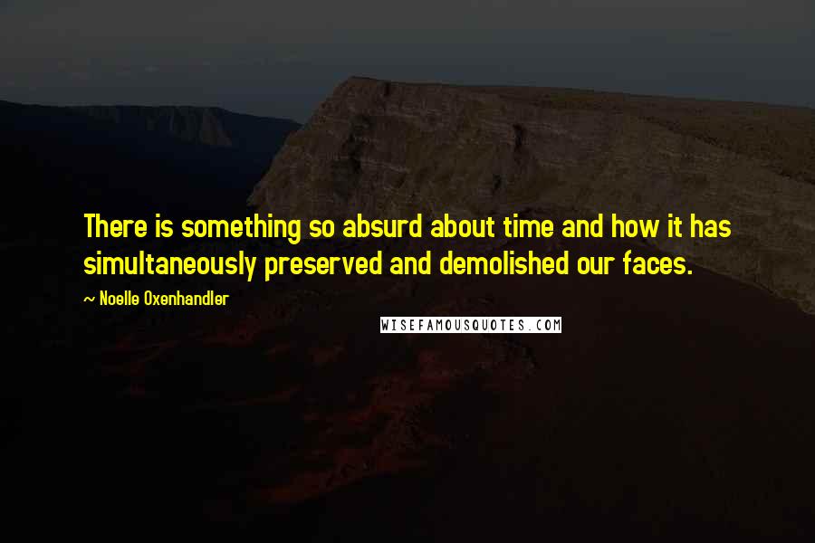 Noelle Oxenhandler quotes: There is something so absurd about time and how it has simultaneously preserved and demolished our faces.