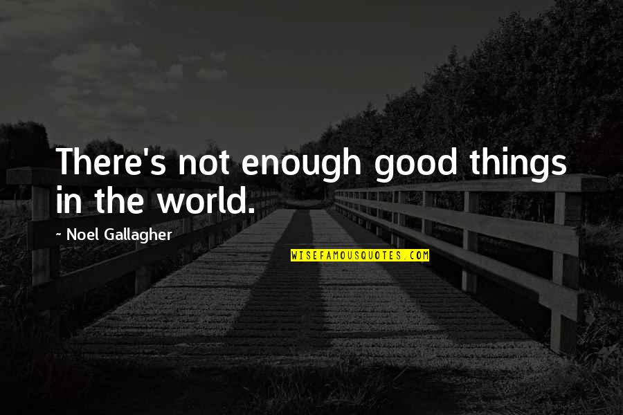 Noel's Quotes By Noel Gallagher: There's not enough good things in the world.