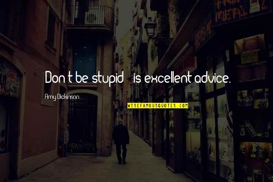Nogenlob Quotes By Amy Dickinson: "Don't be stupid!" is excellent advice.