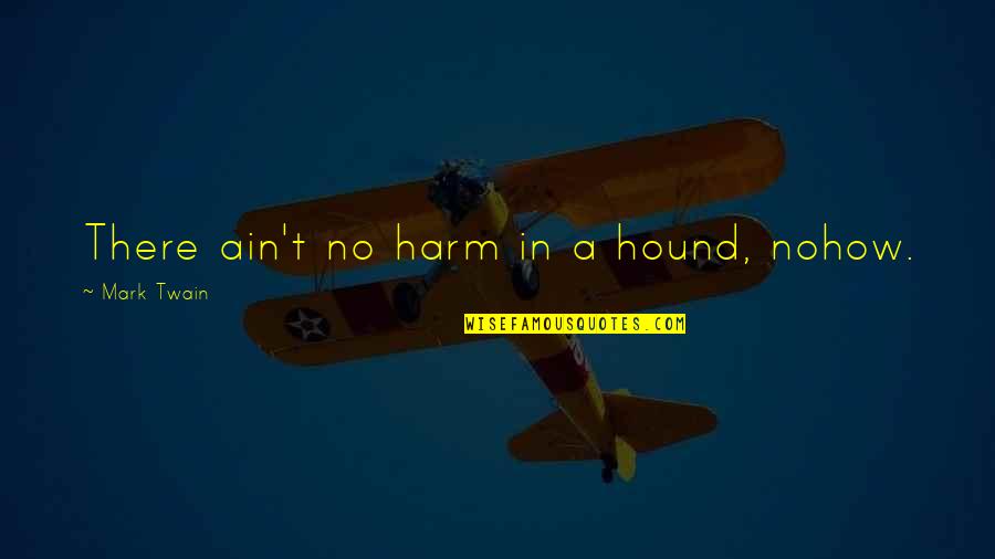 Nohow Quotes By Mark Twain: There ain't no harm in a hound, nohow.