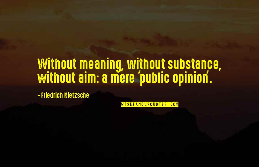 Noiseux Plomberie Quotes By Friedrich Nietzsche: Without meaning, without substance, without aim: a mere