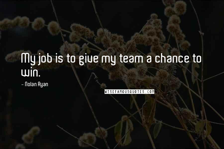 Nolan Ryan quotes: My job is to give my team a chance to win.