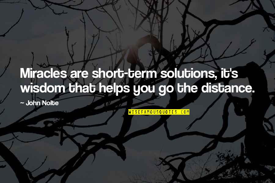 Nolte Quotes By John Nolte: Miracles are short-term solutions, it's wisdom that helps