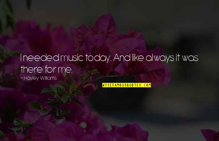 Nomadland Quotes By Hayley Williams: I needed music today. And like always it Nomadland Quotes By Hayley Williams: I needed music today. And like always it