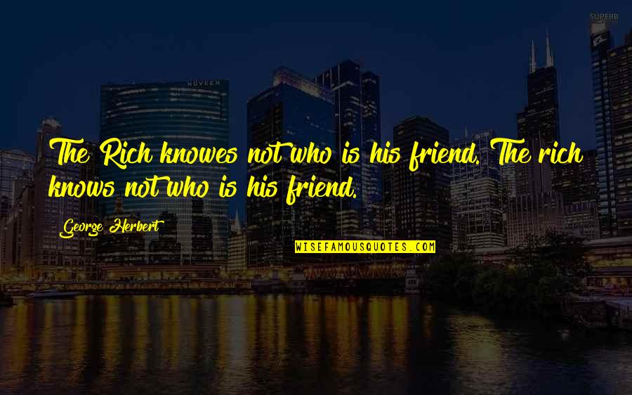 Nomic Quotes By George Herbert: The Rich knowes not who is his friend.[The