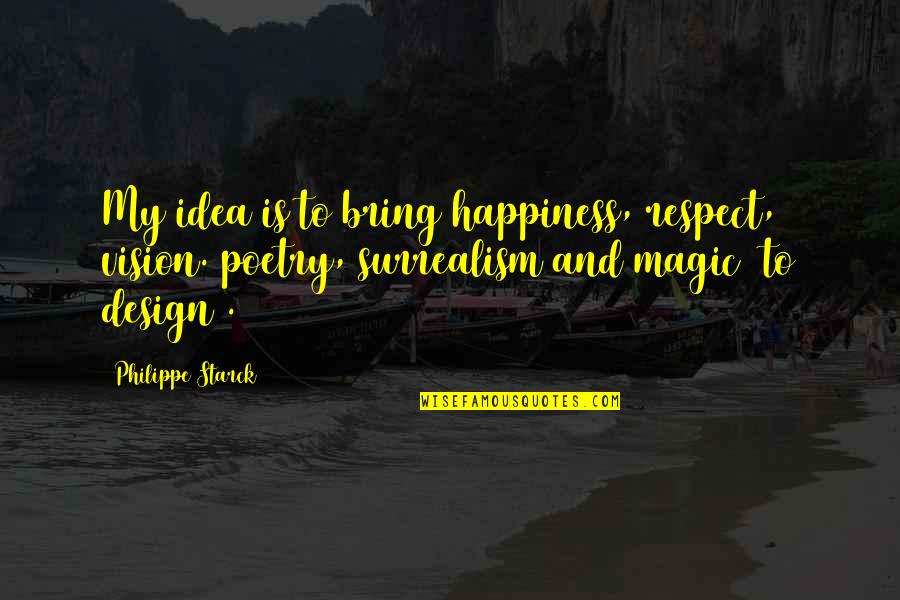 Nompumelelo Zibuyisile Quotes By Philippe Starck: My idea is to bring happiness, respect, vision. Nompumelelo Zibuyisile Quotes By Philippe Starck: My idea is to bring happiness, respect, vision.