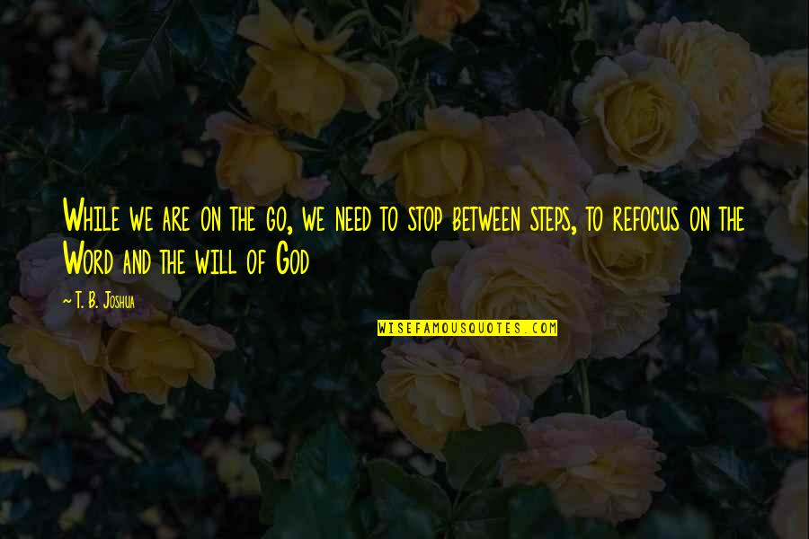 Nomyn Quotes By T. B. Joshua: While we are on the go, we need