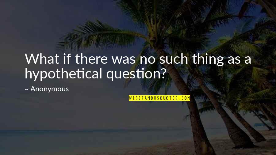 Non Anonymous Question Quotes By Anonymous: What if there was no such thing as