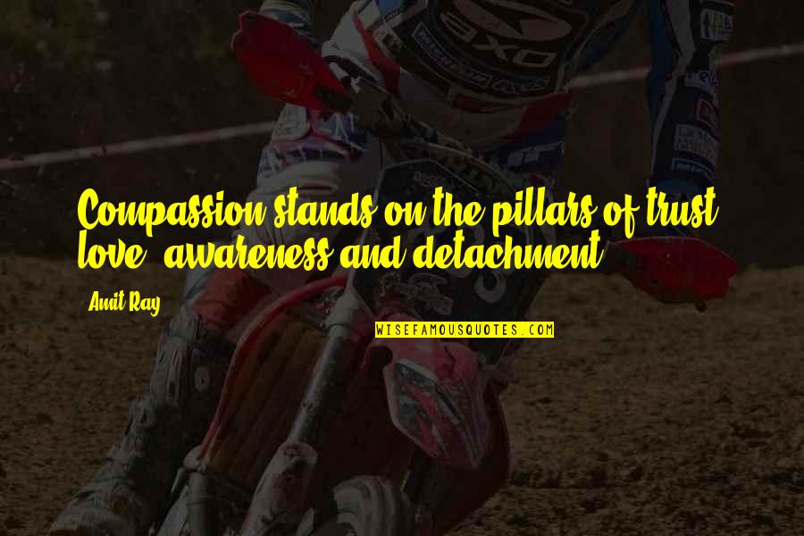 Non Awareness Quotes By Amit Ray: Compassion stands on the pillars of trust, love,