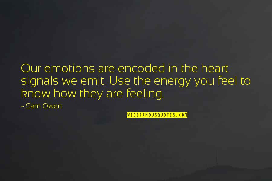 Non Cheesy Motivational Quotes By Sam Owen: Our emotions are encoded in the heart signals