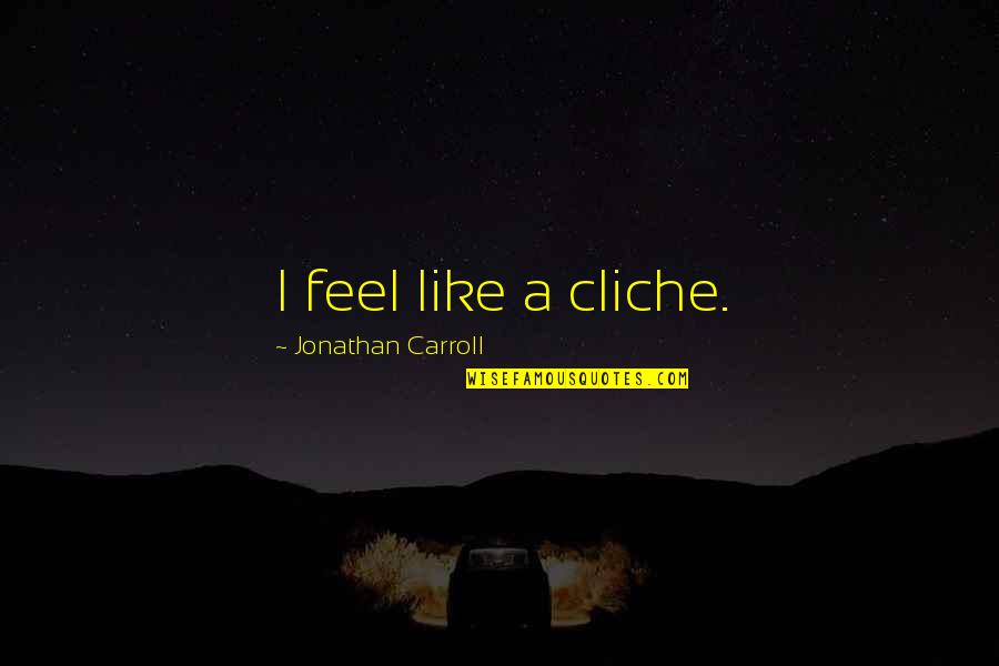 Non Cliche Quotes By Jonathan Carroll: I feel like a cliche.