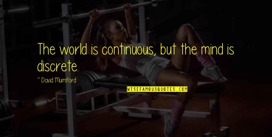 Non Discrete Quotes By David Mumford: The world is continuous, but the mind is