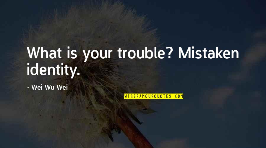 Non Dualistic Designs Quotes By Wei Wu Wei: What is your trouble? Mistaken identity. Non Dualistic Designs Quotes By Wei Wu Wei: What is your trouble? Mistaken identity.