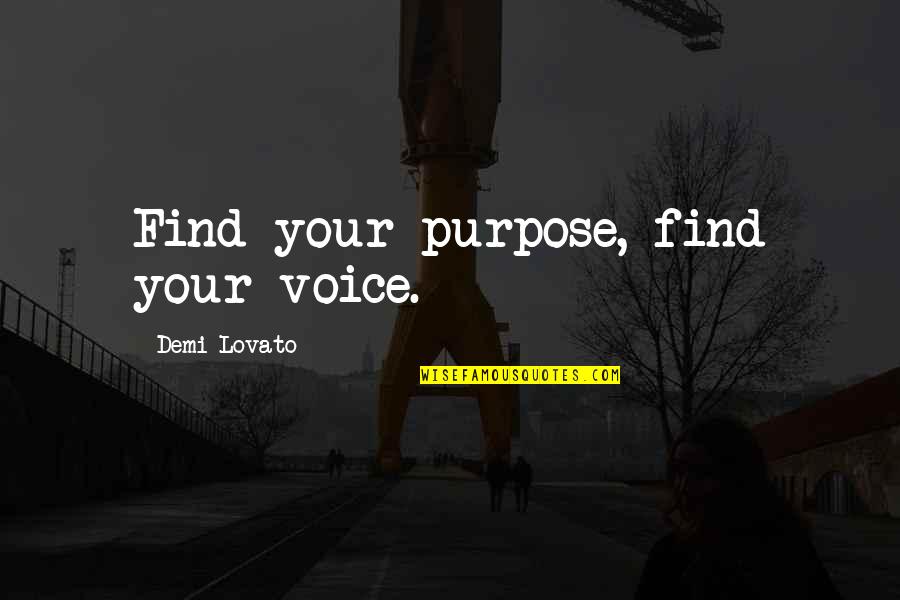 Non Governmental Agencies Quotes By Demi Lovato: Find your purpose, find your voice.