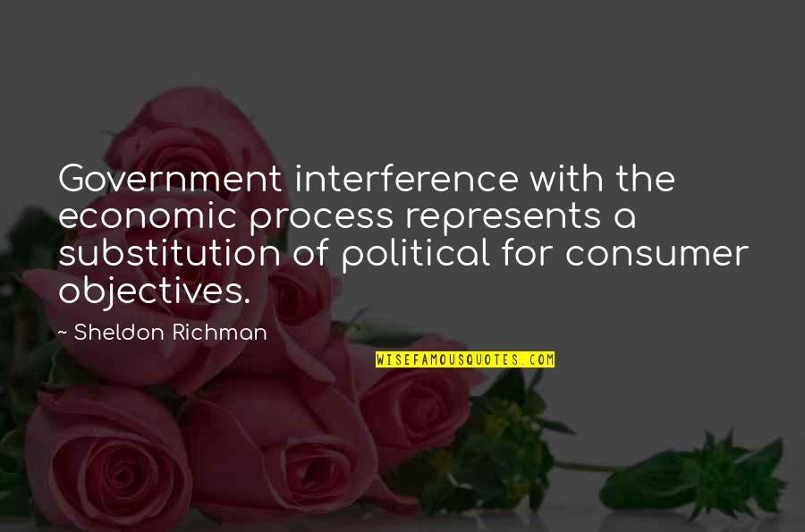 Non Interference Quotes By Sheldon Richman: Government interference with the economic process represents a