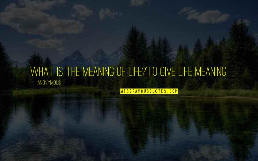 Non Mathematical Approach Quotes By Anonymous: What is the meaning of life?'To give life
