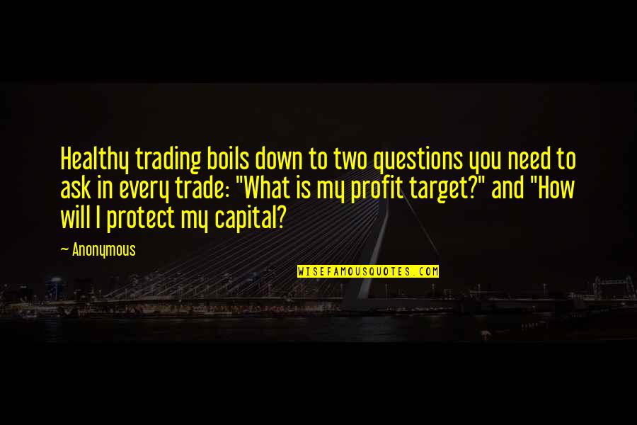 Non Profit Quotes By Anonymous: Healthy trading boils down to two questions you
