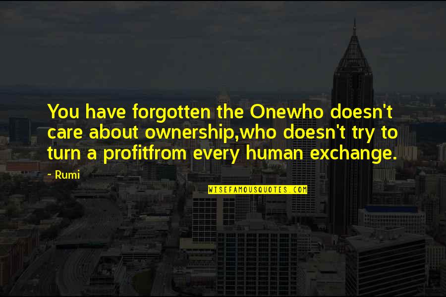 Non Profit Quotes By Rumi: You have forgotten the Onewho doesn't care about