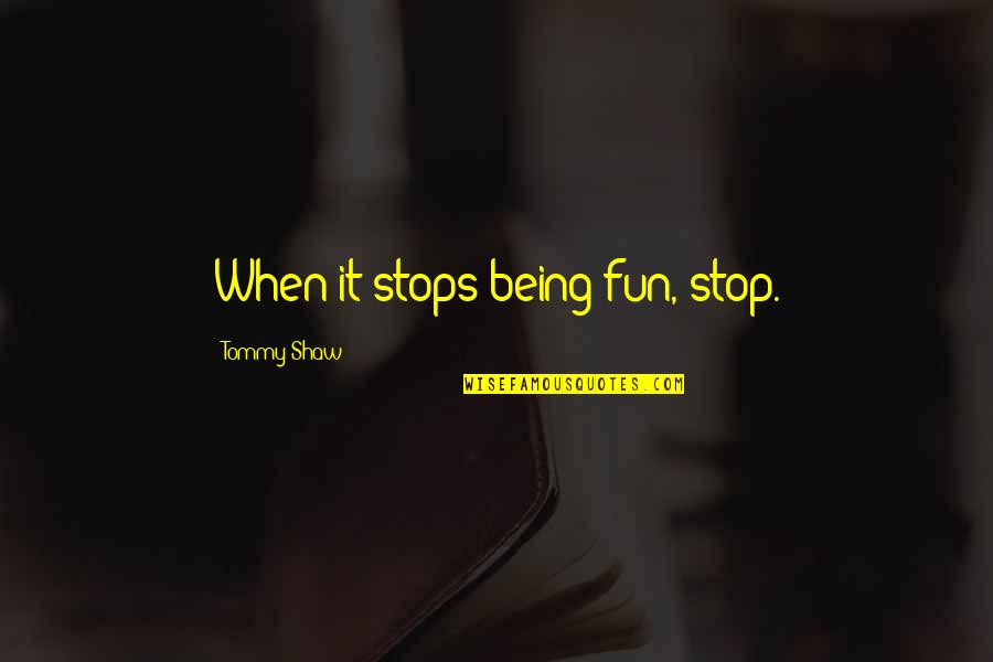 Non Stop Fun Quotes By Tommy Shaw: When it stops being fun, stop.