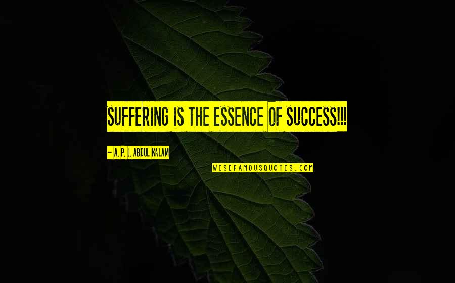 Non Success Quotes By A. P. J. Abdul Kalam: suffering is the essence of success!!!