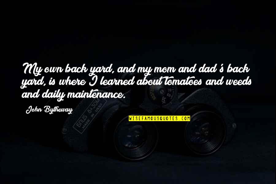 Non Veg Lover Quotes By John Bytheway: My own back yard, and my mom and Non Veg Lover Quotes By John Bytheway: My own back yard, and my mom and