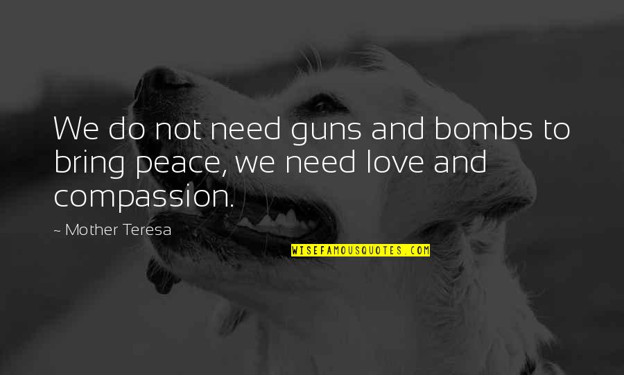 Non Violence Quotes By Mother Teresa: We do not need guns and bombs to