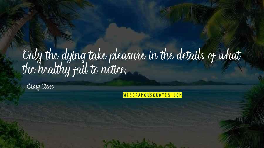 Nonartists Quotes By Craig Stone: Only the dying take pleasure in the details