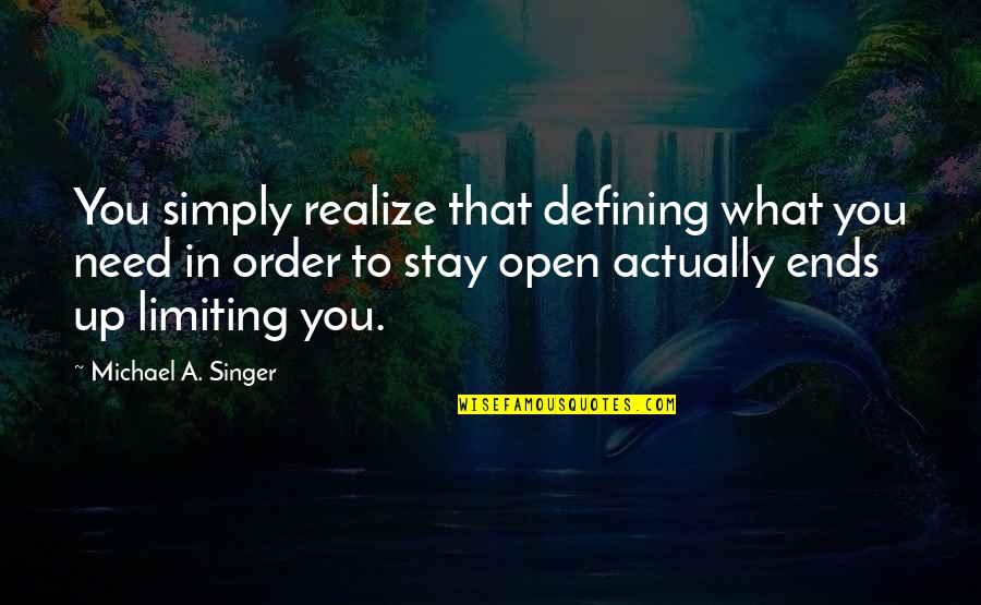 Nonattainment Area Quotes By Michael A. Singer: You simply realize that defining what you need Nonattainment Area Quotes By Michael A. Singer: You simply realize that defining what you need