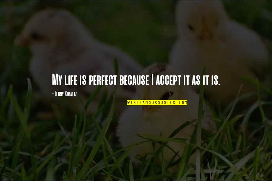 Nonclerical Quotes By Lenny Kravitz: My life is perfect because I accept it Nonclerical Quotes By Lenny Kravitz: My life is perfect because I accept it
