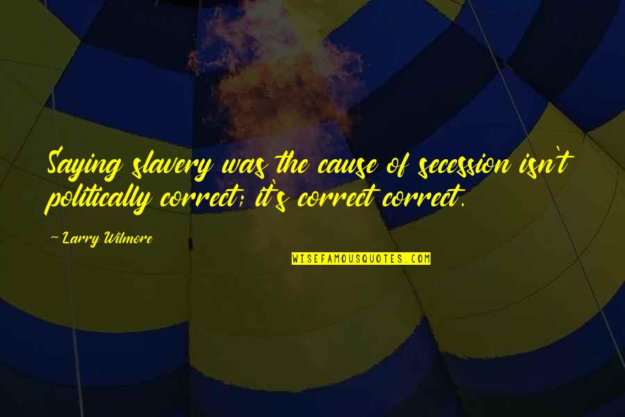 Nonentity Synonyms Quotes By Larry Wilmore: Saying slavery was the cause of secession isn't
