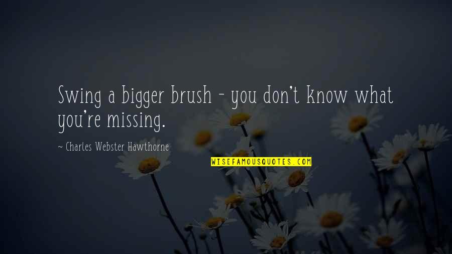 Nonest Quotes By Charles Webster Hawthorne: Swing a bigger brush - you don't know