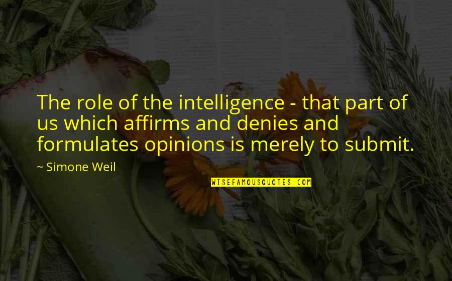 Nonexterior Quotes By Simone Weil: The role of the intelligence - that part