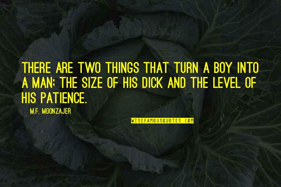 Nonfinancial Quotes By M.F. Moonzajer: There are two things that turn a boy