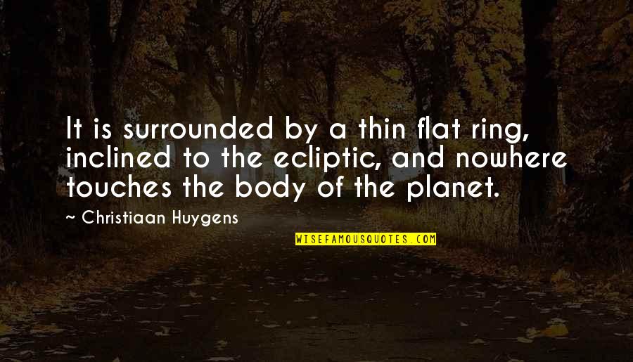 Nongogo Characters Quotes By Christiaan Huygens: It is surrounded by a thin flat ring,