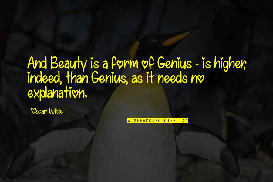 Nonlinguistic Quotes By Oscar Wilde: And Beauty is a form of Genius -
