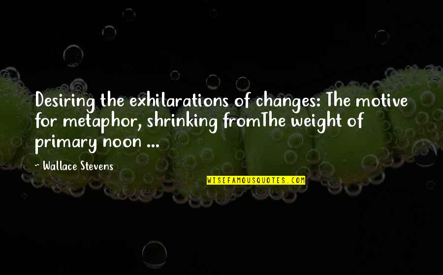 Noon Quotes By Wallace Stevens: Desiring the exhilarations of changes: The motive for