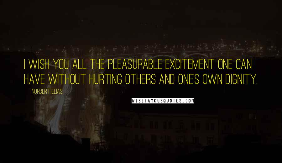 Norbert Elias quotes: I wish you all the pleasurable excitement one can have without hurting others and one's own dignity.