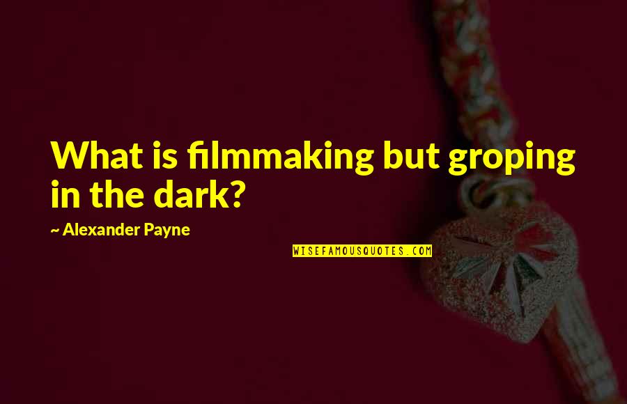 Nordenberg Pitt Quotes By Alexander Payne: What is filmmaking but groping in the dark?