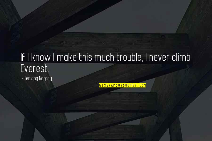 Norgay Tenzing Quotes By Tenzing Norgay: If I know I make this much trouble, Norgay Tenzing Quotes By Tenzing Norgay: If I know I make this much trouble,