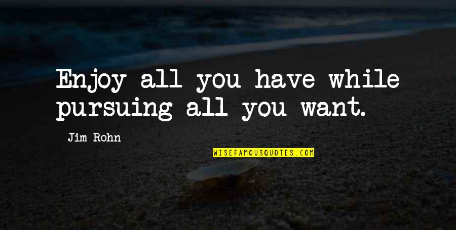 Norimasa Fujisawa Quotes By Jim Rohn: Enjoy all you have while pursuing all you