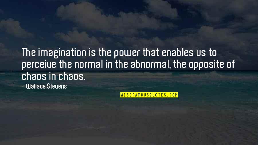 Normal And Abnormal Quotes By Wallace Stevens: The imagination is the power that enables us