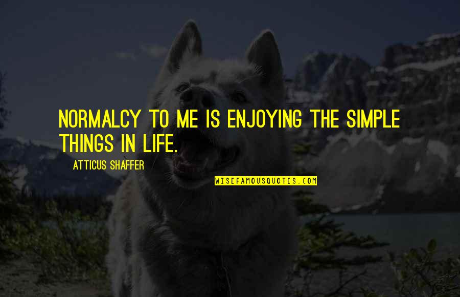 Normalcy Quotes By Atticus Shaffer: Normalcy to me is enjoying the simple things
