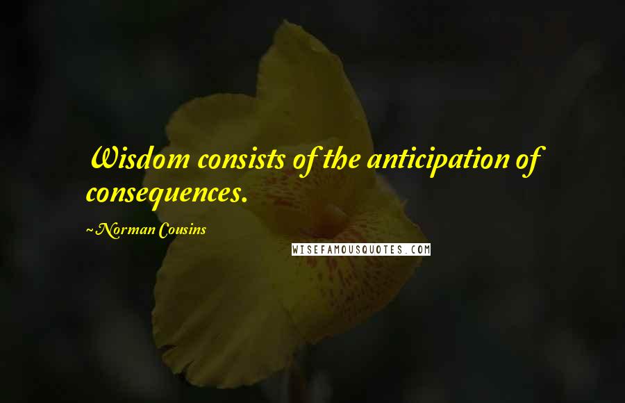 Norman Cousins quotes: Wisdom consists of the anticipation of consequences.