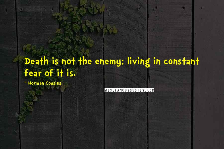 Norman Cousins quotes: Death is not the enemy; living in constant fear of it is.